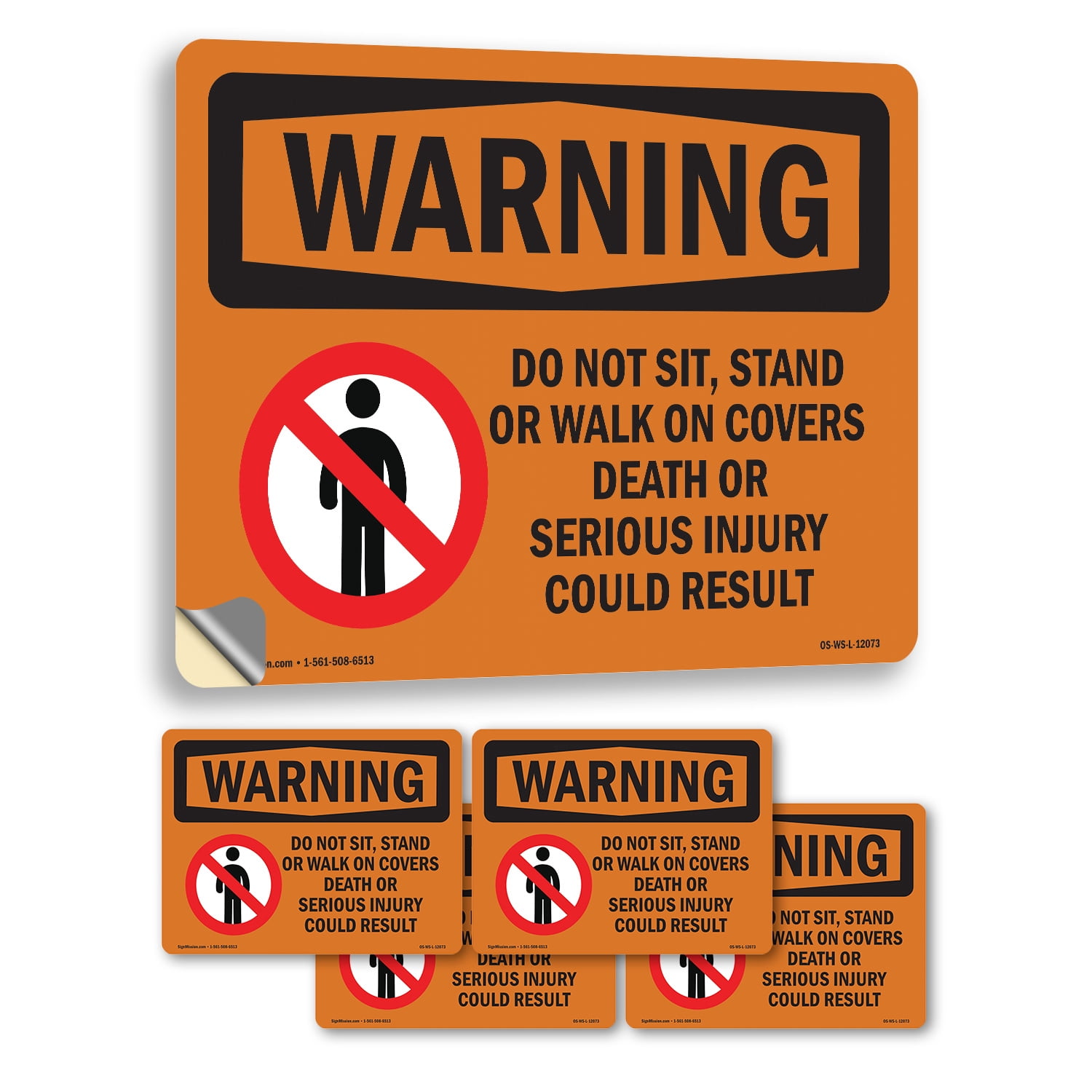 Walk In Label Sign Do Not Sit Stand Or Walk On With Symbol OSHA WARNING Vinyl Decal Label ...
