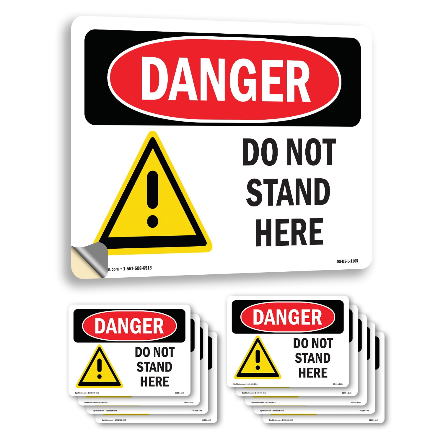 Do Not Stand Here OSHA Danger Vinyl Decal Label 18 Inch x 12 Inch - 10 ...