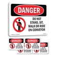 thumbnail image 1 of Do Not Stand Sit Walk Or Ride On Conveyor OSHA Danger Rigid Plastic Sign 14 Inch x 10 Inch - 5 Pack, 1 of 8