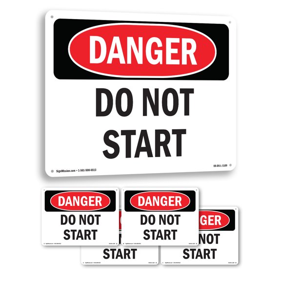 Do Not Start OSHA Danger Aluminum Sign 24 Inch x 18 Inch - 5 Pack