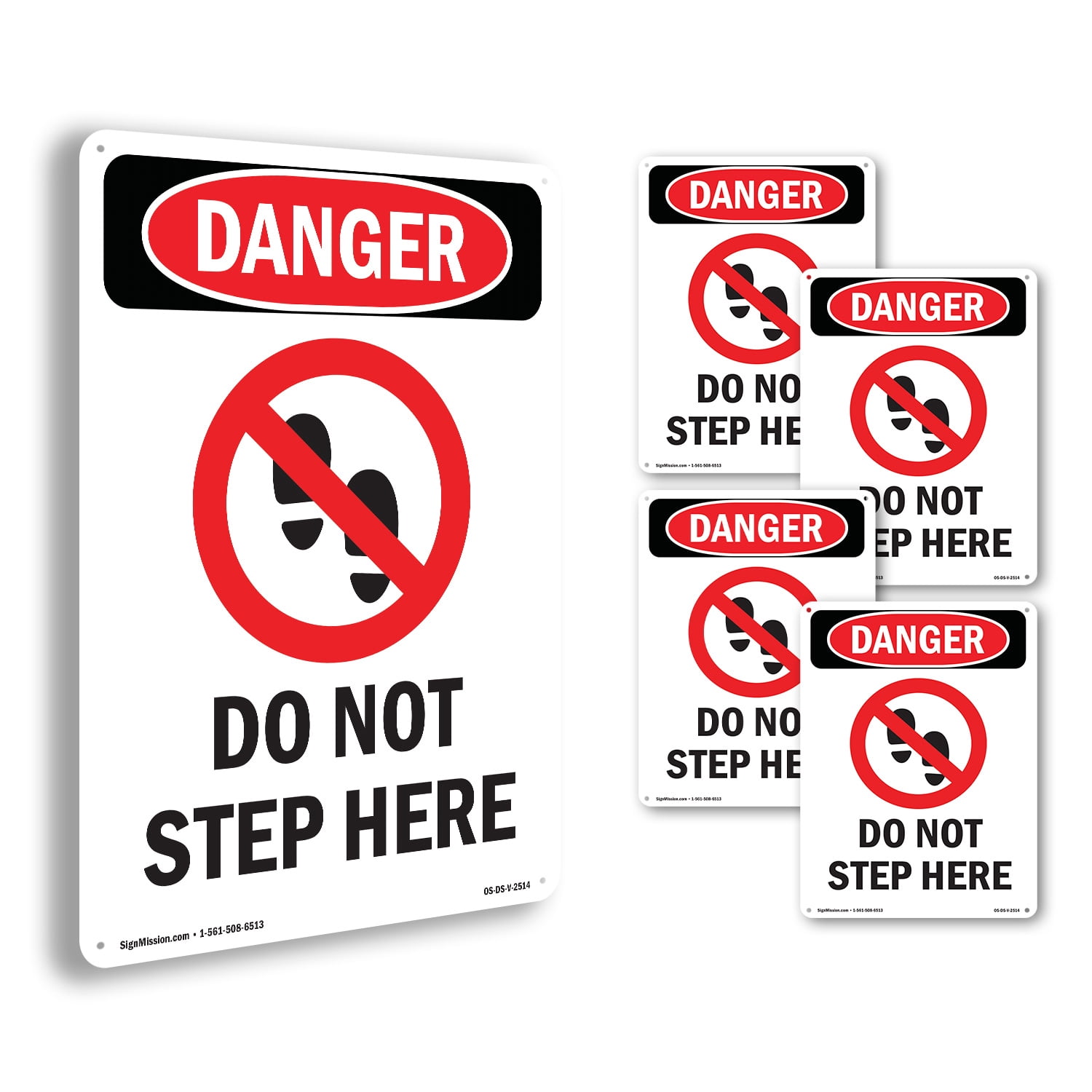 Do Not Step Here OSHA Danger Aluminum Sign 24 Inch x 18 Inch - 5 Pack ...