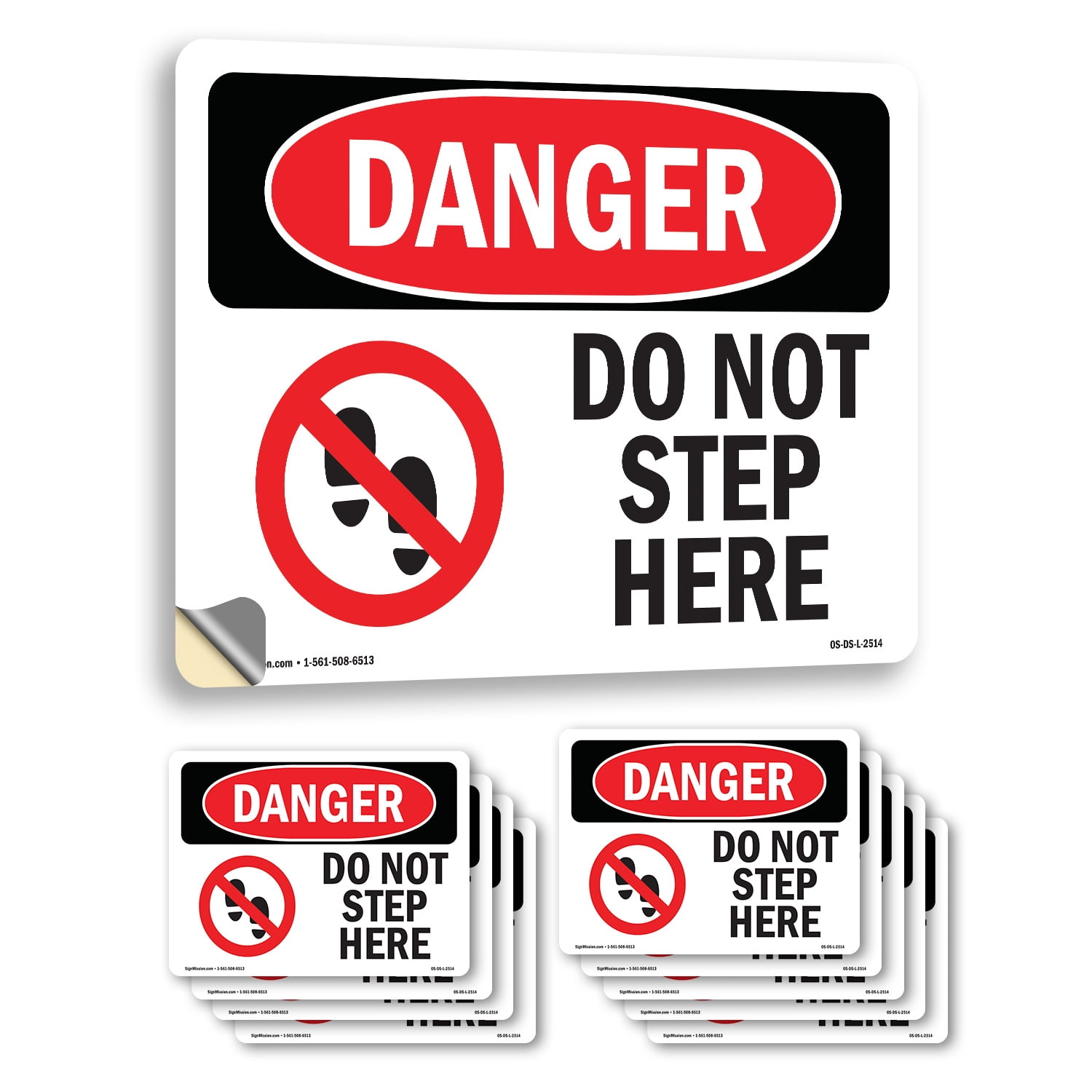 Do Not Step Here OSHA Danger Vinyl Decal Label 10 Inch x 7 Inch - 10 ...