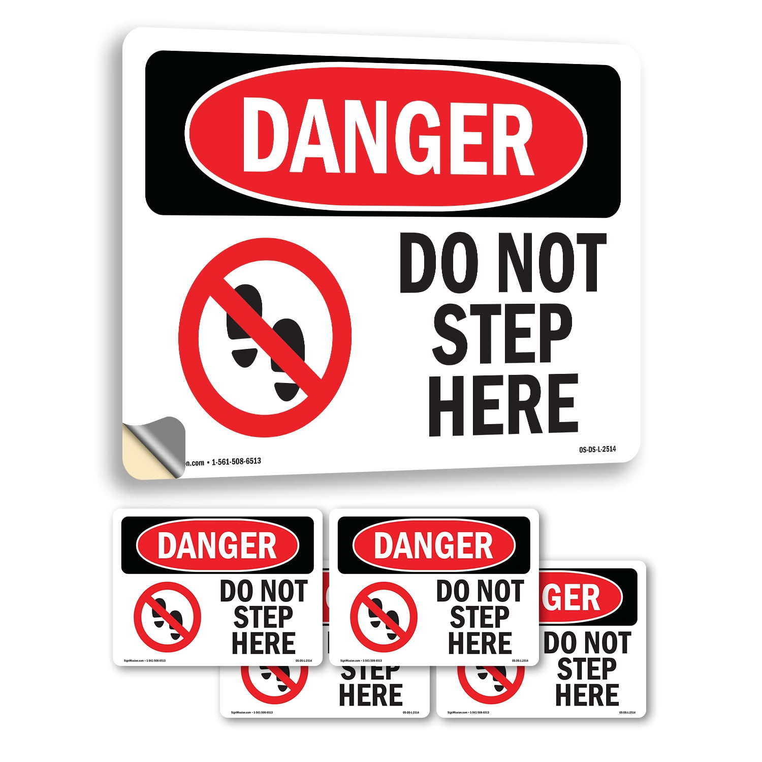 Do Not Step Here OSHA Danger Vinyl Decal Label 10 Inch x 7 Inch - 5 ...