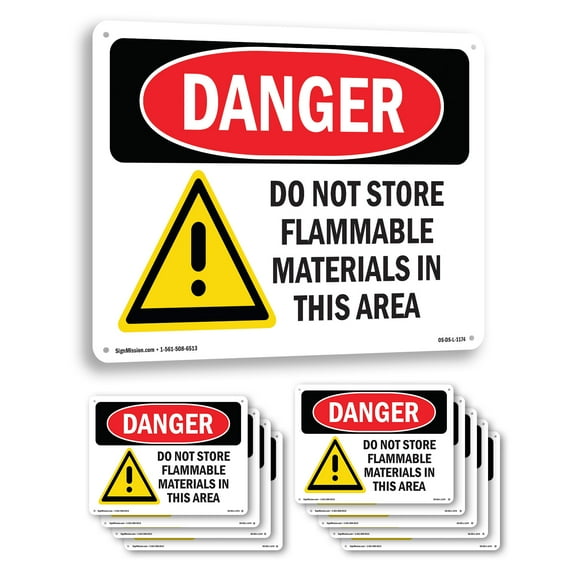 Do Not Store Flammable Materials OSHA Danger Rigid Plastic Sign 14 Inch x 10 Inch - 10 Pack