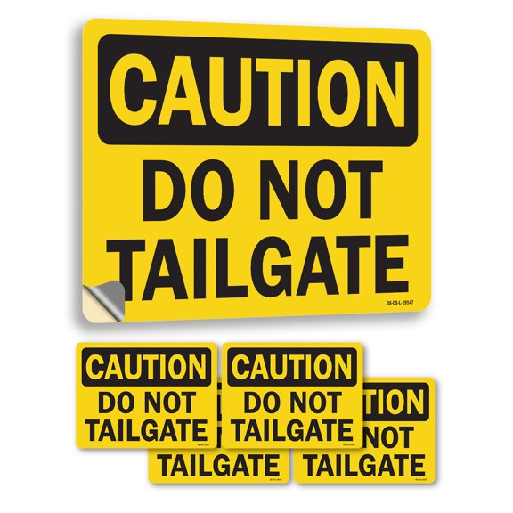 Do Not Tailgate OSHA Caution Vinyl Decal Label 5 Inch x 3.5 Inch - 5 Pack