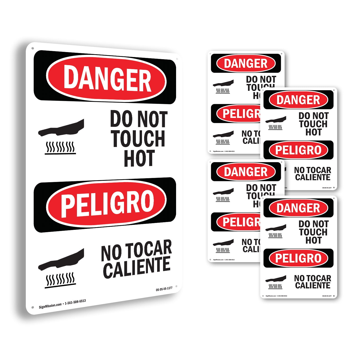 Do Not Touch Hot Bilingual OSHA Danger Aluminum Sign 18 Inch x 12 Inch ...