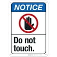thumbnail image 1 of Do Not Touch Sign, ANSI Notice Sign,, 1 of 1