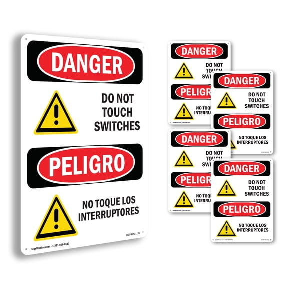 Do Not Touch Switches Bilingual OSHA Danger Rigid Plastic Sign 24 Inch x 18 Inch - 5 Pack