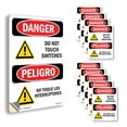 thumbnail image 1 of Do Not Touch Switches Bilingual OSHA Danger Vinyl Decal Label 5 Inch x 3.5 Inch - 10 Pack, 1 of 6
