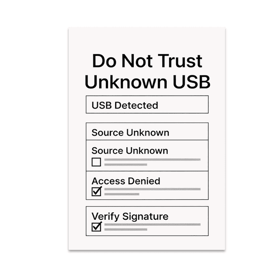 Do Not Trust Unknown USB - Cybersecurity Awareness - 13x19 Poster Print