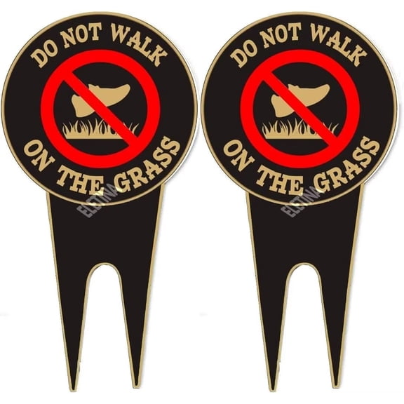 Do Not Walk On The Grass Signs For Yard Politely Reads Please Be Respectful: Protect Your Property! Lawn Aluminum Sign 6x12 inches (2Pack)