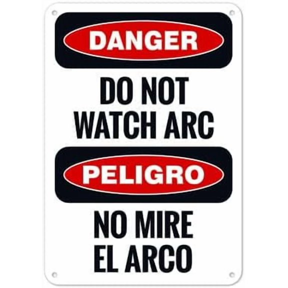 Do Not Watch Arc Bilingual Sign Facility Safety Signs Metal Tin Sign 8x12 Inch Clear Warning for Home & Busines