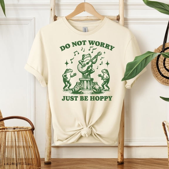 Do Not Worry Just Be Hoppy Tee-Trendy Vintage Retro Frog Shirt-Positive Vibes Design-Hoppy Tee-Vintage Frog-Vintage Style-Retro Vibes All Size S-5Xl