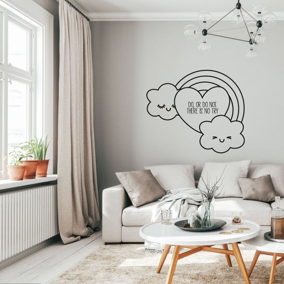 Do Or Do Not, There Is No Try - Life Motivational Quote Beautiful Rainbow Cute Rainbow Design Vinyl Wall Sticker Art Decal Boys Girls Kids Room Design Bedroom Home Decoration Size (40x40 inch)