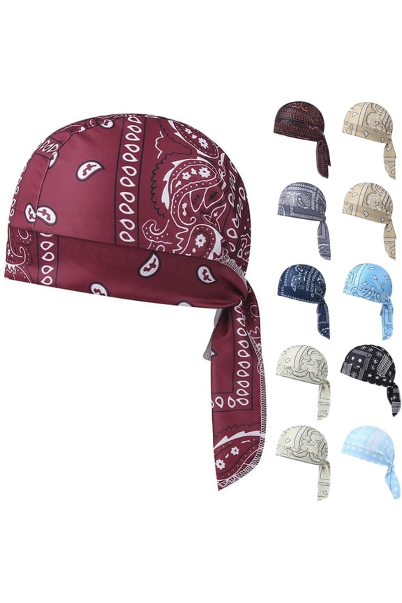 Do Rags Cycling Caps Helmet Liner Doo Rag Motorcycle Bandana Hat Sweat Liner Skull Caps Dew Rags for Men and Women