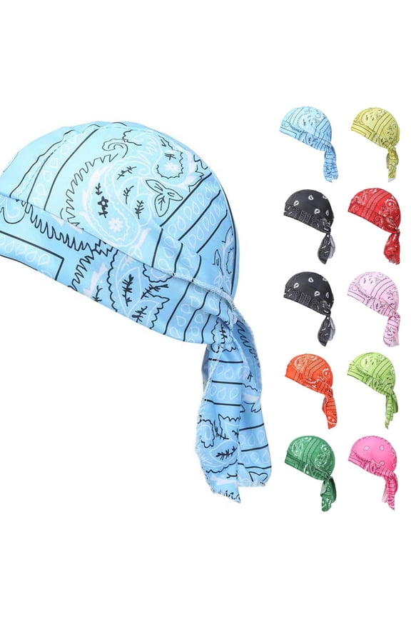 Do Rags Cycling Caps Helmet Liner Doo Rag Motorcycle Bandana Hat Sweat Liner Skull Caps Dew Rags for Men and Women