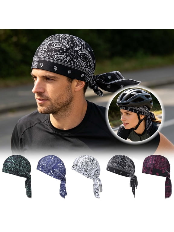 Do Rags for Men Women Skull Cap Durag Cashew Print Hat Beanie Head Scarf Sweat Doo Rags Liner Cycling Sports Bandana