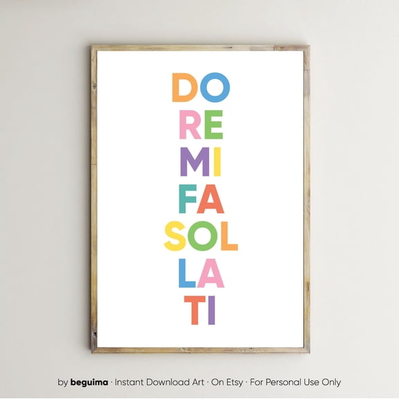 Do Re Mi Fa Sol La Ti Musical Notes Scale Music Prints Classroom Unframed Canvas 12x16in
