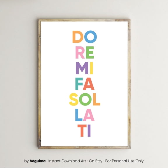 Do Re Mi Fa Sol La Ti Musical Notes Scale Music Prints Classroom Unframed Paper Print
