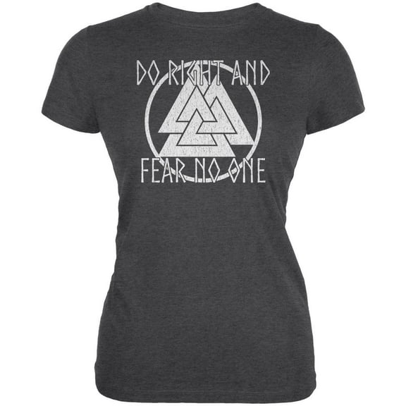 Do Right Fear No One Valknut Viking Odin Juniors Soft T Shirt Deep Heather SM