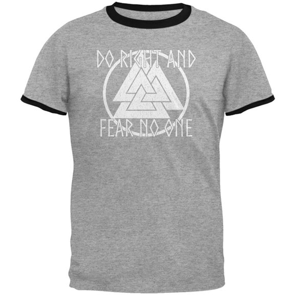 Do Right Fear No One Valknut Viking Odin Mens Ringer T Shirt