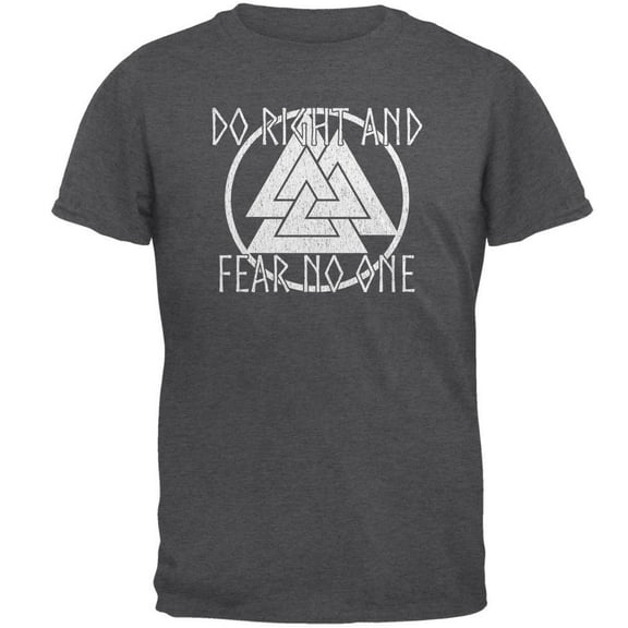 Do Right Fear No One Valknut Viking Odin Mens T Shirt Dark Heather 2XL
