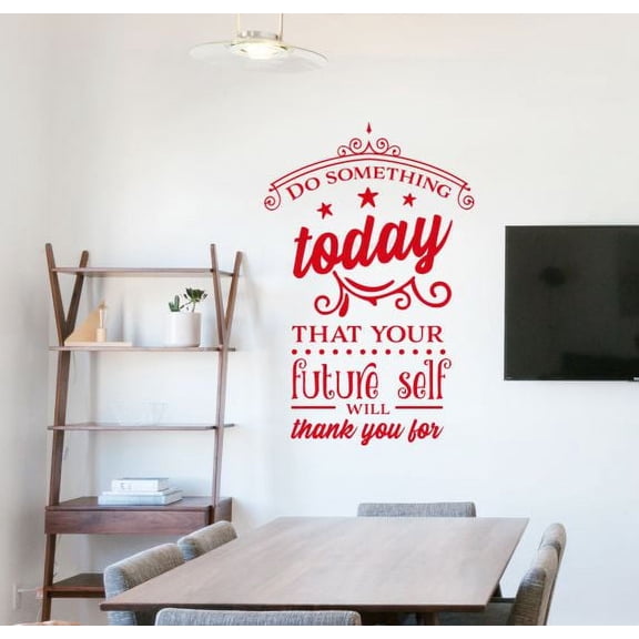 Do Something Today Future Self Will Thank You Wall Decal Quotes Sticker Decor 36x23-Inch Cherry Red