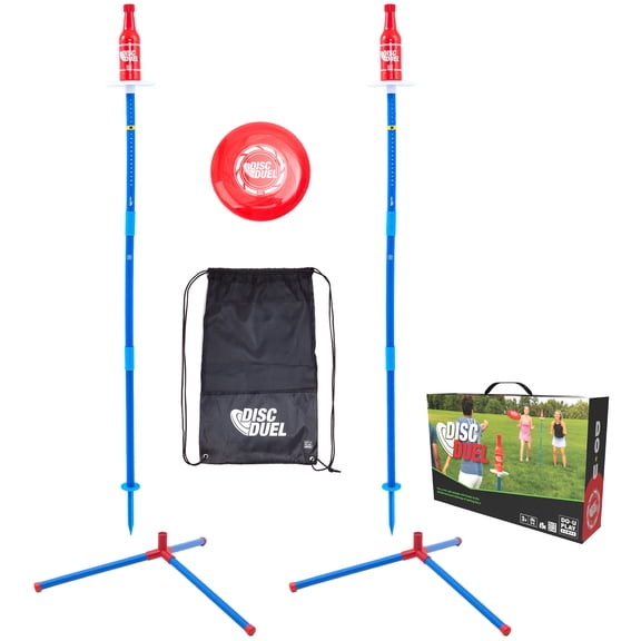 Do-U-Play: Disc Duel - Throwing & Reflex Game, Knock Over Bottles, Pole Defending, Outdoor Play, Tailgating-Lawn-Backyard Activity, Family-Kids-Adults