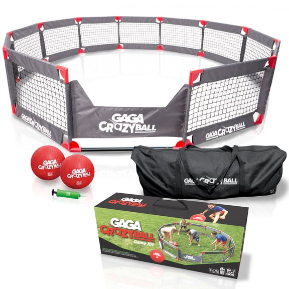 Do-U-Play: GAGA CrazyBall Game Kit - Steel Frame & Netting Ga-GA Pit, Jump-Dodge-Play, Bounce & Hit The Ball To Tag Opponents, In-Outdoor, 2-8 Players