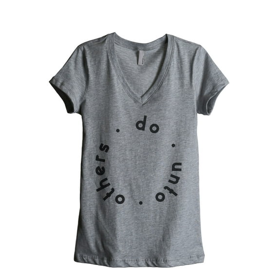 Do Unto Others Women's Fashion Relaxed V-Neck T-Shirt Tee Heather Grey X-Large
