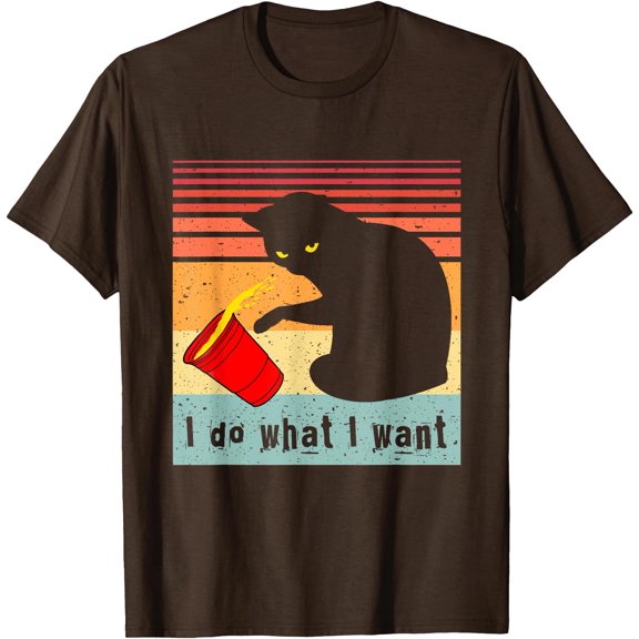 Do What I Want Vintage Black Cat Red Cup Funny My Cat Unisex T-Shirt for Men Women Kids Toddler,Dark Chocolate Color,Size 3XL