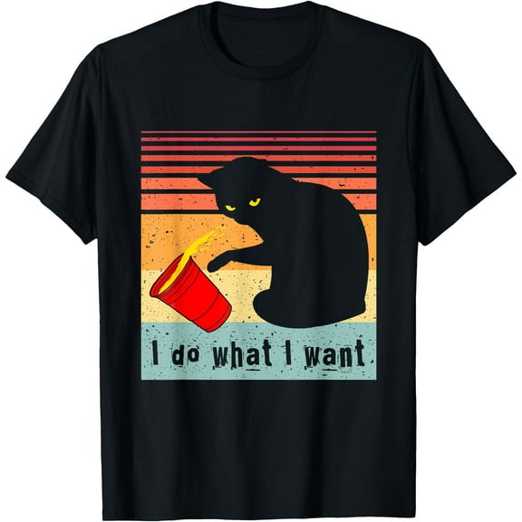 Do What I Want Vintage Black Cat Red Cup Funny My Cat Unisex T-Shirt for Men Women Kids Toddler