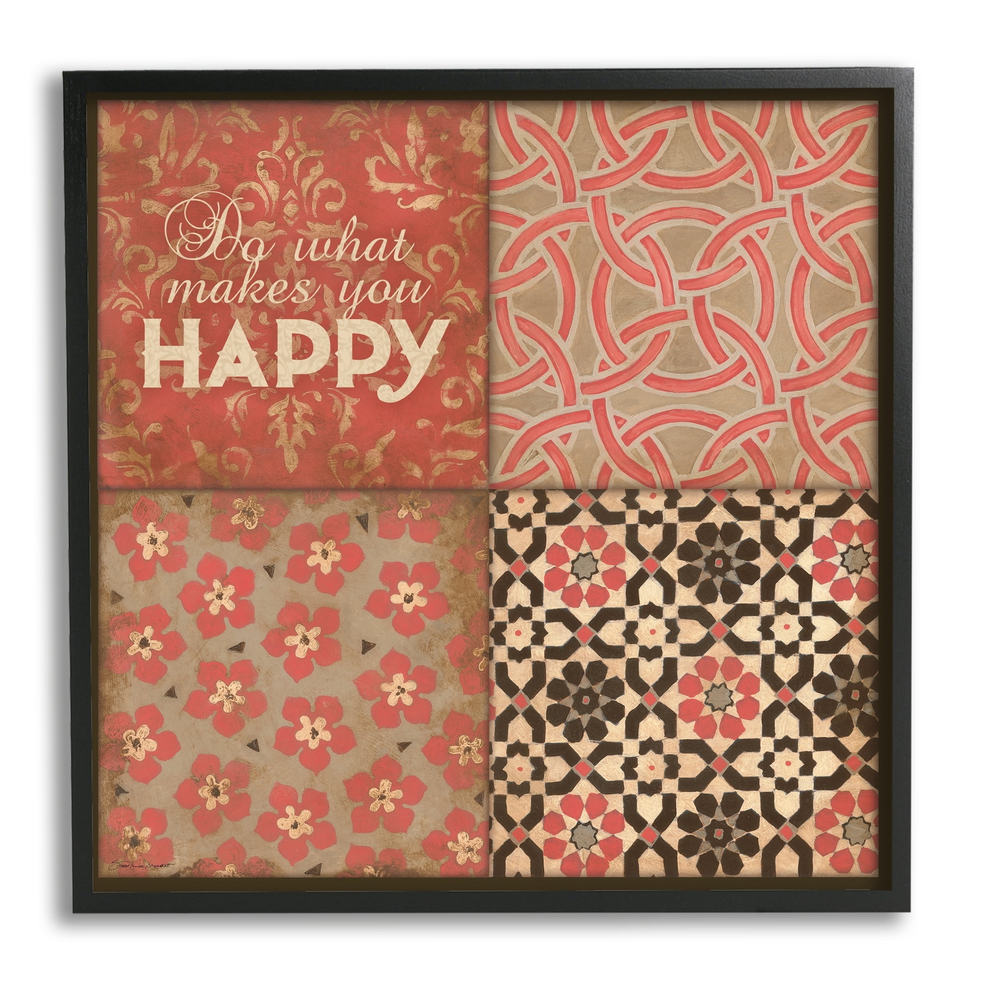 Stupell Industries Do What Makes You Happy Vintage Red Patterns, 24 x 24, Design by Stephanie Workman Marrott