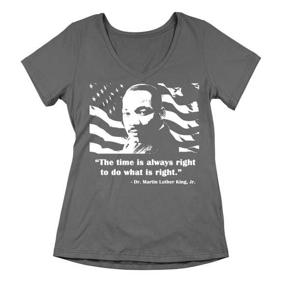 Do What is Right Martin Luther King Jr Inspirational Quote Women's V-neck, XL, Charcoal