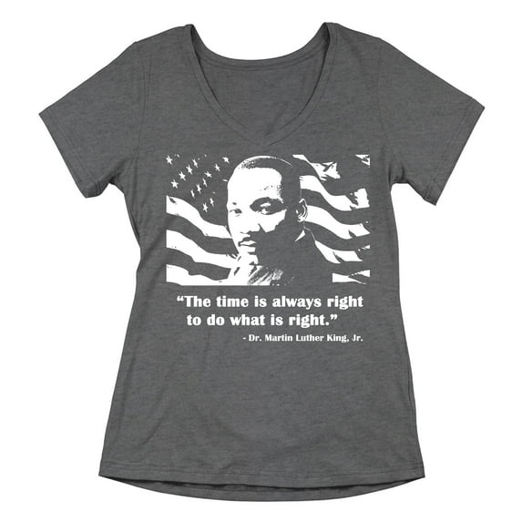 Do What is Right Martin Luther King Jr Inspirational Quote Women's V-neck, XL, Heather Charcoal