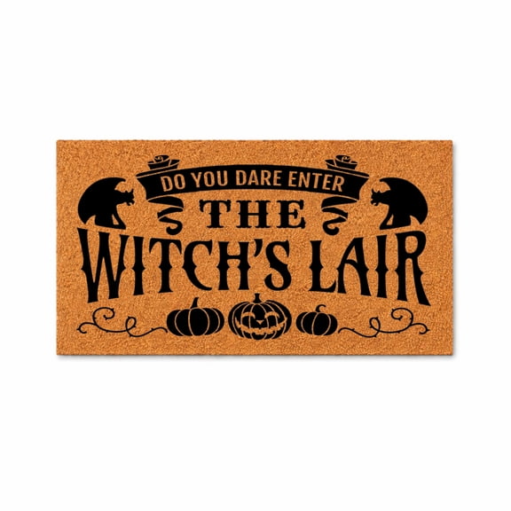 Do You Dare Enter The Witch's Lair Doormat, Funny Welcome Mat, Witch Decor, Pumpkin Bat Door Mat, Porch Entry Rug 1533 (36x60 inches) 1533