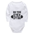thumbnail image 1 of Do You Even Lift Bro Baby Summer Romper Long Sleeve Unisex Newborn Clothes White Baby Bodysuit White, 1 of 2
