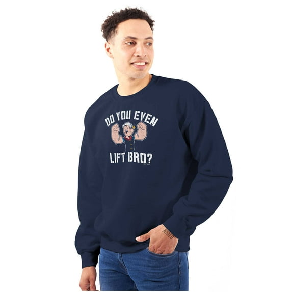Do You Even Lift Bro Popeye Sailor Men's Big & Tall Crewneck Sweatshirt Brisco Brands 2X