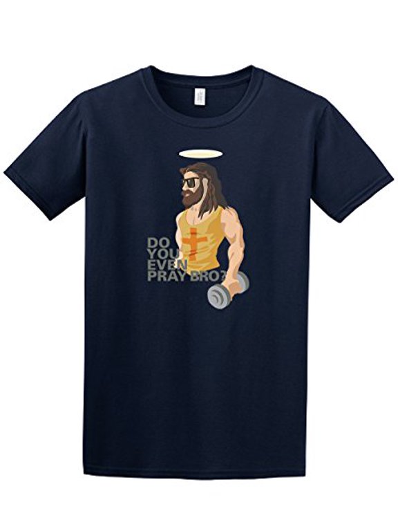 Do You Even Pray Bro Jesus Funny Christian Short Sleeve T-shirt-Navy-Medium