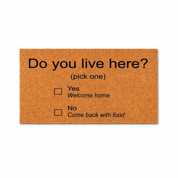 Do You Live Here Doormat, Welcome Home or Come Back With Food, Funny Coir Door Mat, Housewarming Gift, Front Porch Decor 4102 (18x30 inches) 4102
