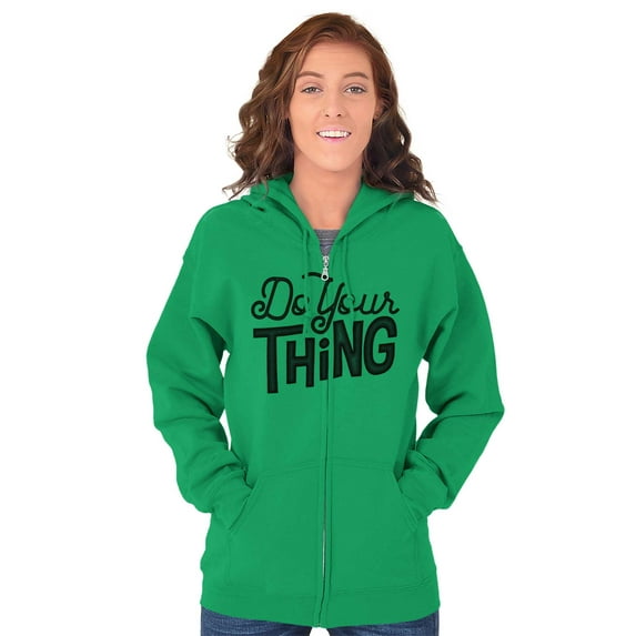 Cute Gym Workout Do Your Thing Saying Zip Hoodie Sweatshirt Women Brisco Brands M
