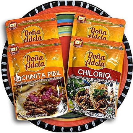 Doña Adela Cochinita Pibil and Chilorio Tasting Pack Ready to Eat Pack of 4 (2 of each flavor)