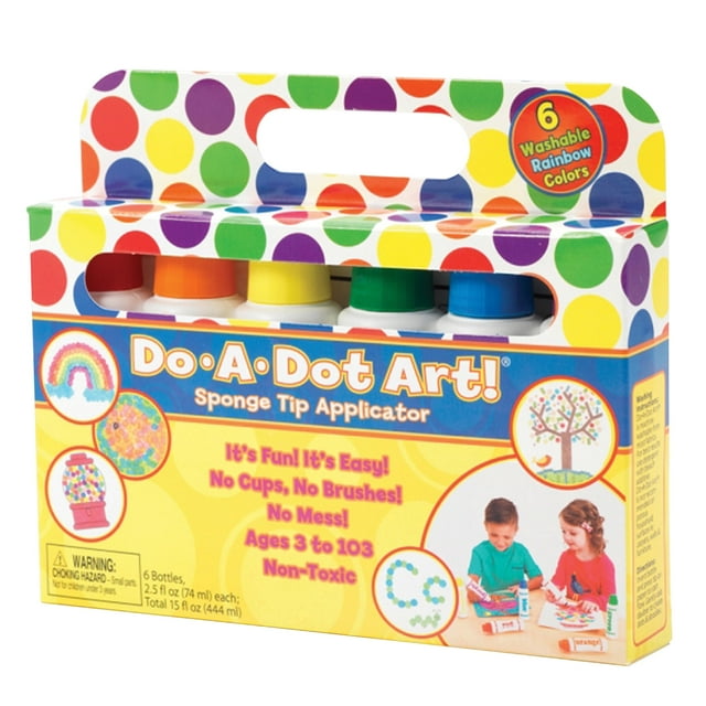 Do a Dot Art Washable Applicator Paint Marker, Sponge Tip, Assorted Regular Colors, Set of 6