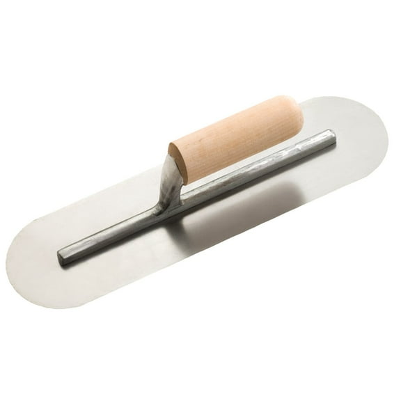 Do it Best Tools Pool Trowel - Rounded Corners, Wood Handle - 4 In. x 14 In. Silver
