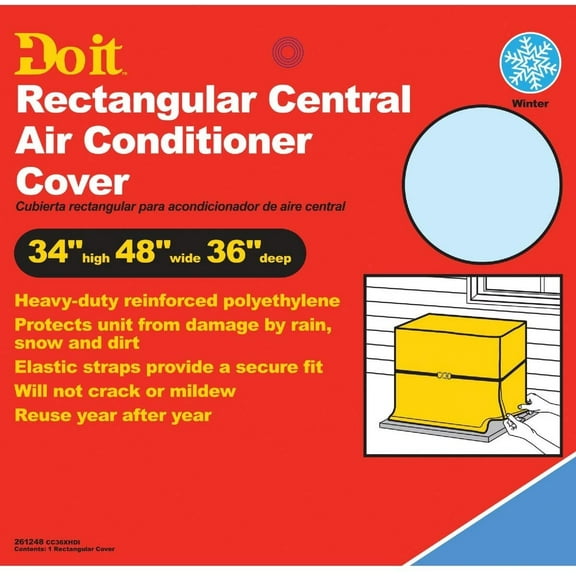 Do it 48" x 34" x 36" Gray Polyethylene 9 mil Rectangular Central Air Conditioner Cover - 1 Each