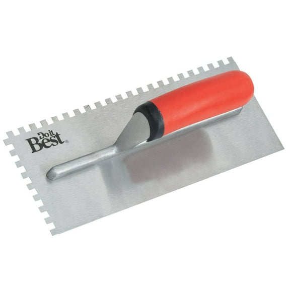 Do it Best Tools Square-Notch Trowel - Ergonomic Handle - 1/4 In. Notch, Red