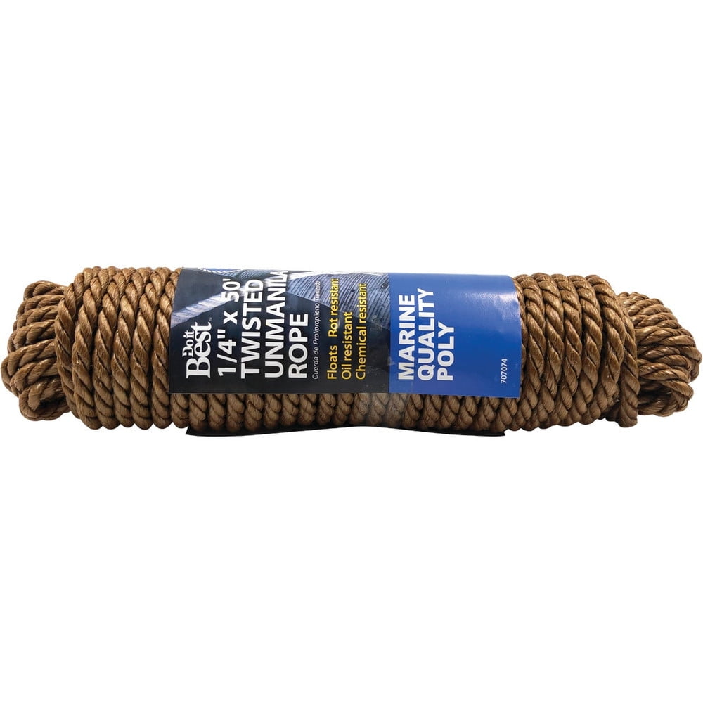 Wellington 1/4 in. D X 100 ft. L Brown Twisted Polypropylene Unmanilla Rope Wellington 1/4 in. D X 100 ft. L Brown Twisted Polypropylene Unmanilla Rope