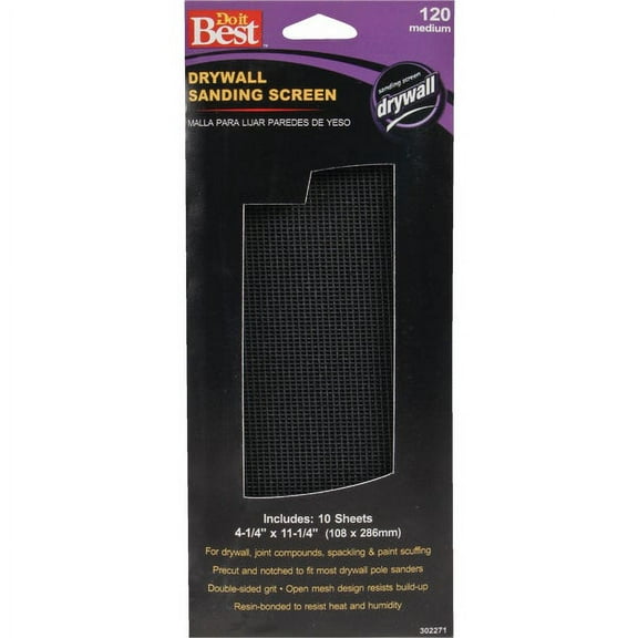 Do it Best 120 Grit 4-1/4 In. x 11-1/4 In. Drywall Sanding Screen (10-Pack)