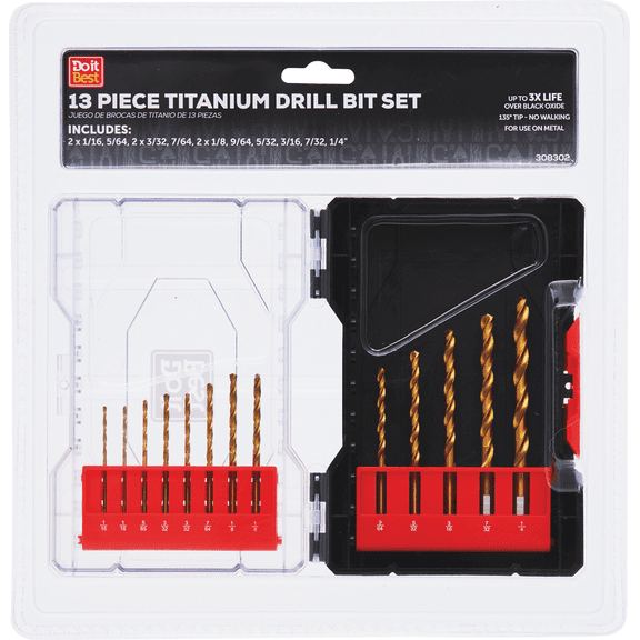 Do it Best 13-Piece Titanium Drill Bit Set - Single Pack  Professional & DIY Use, Standard Battery Platform
