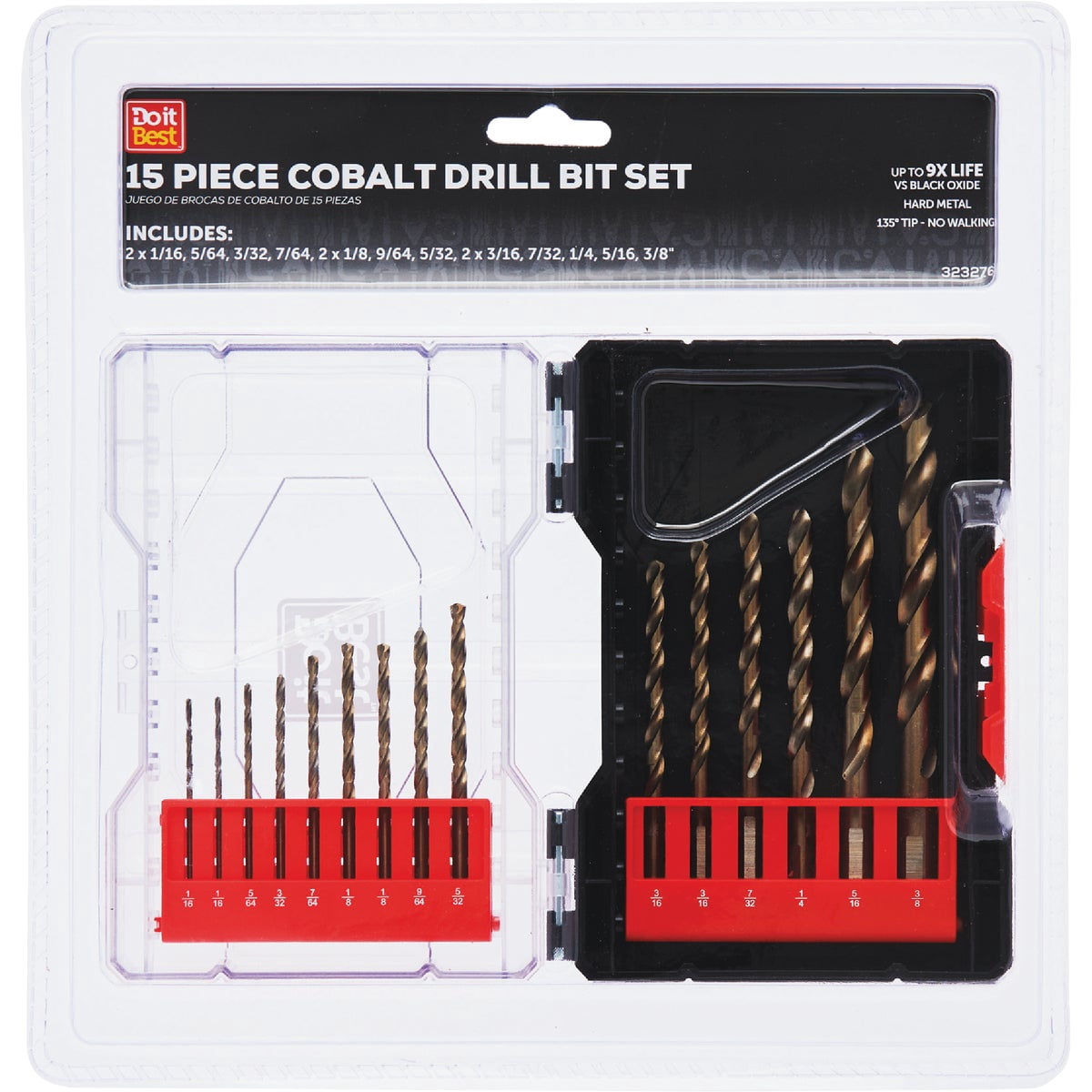 SIM Supply Do it Best Cobalt Drill Bit Set (15-Piece) QJDIB-PTASET-005 — Professional & DIY Use, Standard Battery Platform